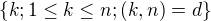 $\{k; 1\le k\le n; (k,n)=d\}$