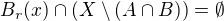 $B_r(x) \cap (X\setminus (A\cap B))=\emptyset $