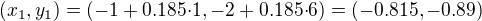 $(x_1,y_1)=(-1+0.185{\cdot}1,-2+0.185{\cdot}6)=(-0.815,-0.89)$