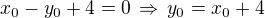 $x_0-y_0+4=0\,\Rightarrow\,y_0=x_0+4$