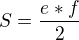 $S=\frac{e*f}{2}$