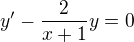 kopírovat do textarea $y^{\prime}-\frac{2}{x+1}y=0$