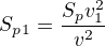 kopírovat do textarea $S_p_1=\frac{S_p v_1^2}{v^2}$