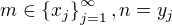 $m\in\{x_j\}_{j=1}^{\infty},n=y_j$