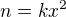 $n=kx^2$