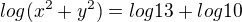 $log(x^{2}+y^{2})=log13+log10$