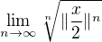 $\lim_{n \to \infty} \sqrt[n]{\|\frac x2\|^n}$