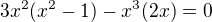 $3x^2(x^2-1)-x^3(2x)=0$
