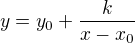 $y=y_{0}+\frac{k}{x-x_{0}}$