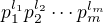 $p_1^{l_1}p_2^{l_2}\cdots p_m^{l_m}$