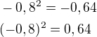 $-0,8^2=-0,64\nl(-0,8)^2=0,64$
