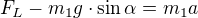 $F_L -m_1 g \cdot \sin \alpha = m_1 a$