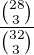 $\frac{{28\choose3}}{{32\choose3}}$