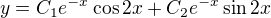 $y=C_1e^{-x}\cos{2x}+C_2e^{-x}\sin{2x}$