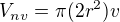 $V_{nv}=\pi(2r^2)v$