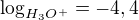 $\log_{H_{3}O^{+}} = - 4,4$