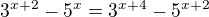 $3^{x+2}-5^{x}=3^{x+4}-5^{x+2}$