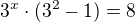 $3^{x} \cdot (3^{2}-1) = 8$