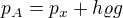 $p_A=p_x+h\varrho g$