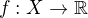 $f: X \to \mathbb{R}$