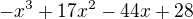 $-x^3+17x^2-44x+28$