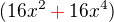 kopírovat do textarea $(16x^2\color{red}+\color{black}16x^4)$