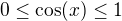 $0\leq\cos(x)\leq1$