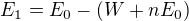 $E_1 = E_0 - (W + n E_0)$