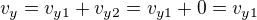 $v_y = v_{y1} + v_{y2} = v_{y1} + 0 = v_{y1}$