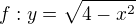 $f:y=\sqrt{4-x^2 }$