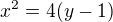 $x^2=4(y-1)$