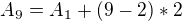 $A_{9}=A_{1}+(9-2)*2$