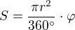 kopírovat do textarea $S=\frac{\pi r^{2}}{360^\circ }\cdot \varphi $