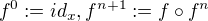 $f^{0} := id_{x}, f^{n+1} := f \circ f^{n}$