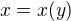 $x = x(y)$
