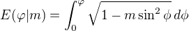 kopírovat do textarea $E(\varphi|m)=\int_0^\varphi\sqrt{1-m\sin^2\phi}\,d\phi$