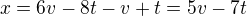kopírovat do textarea $x =6v - 8t - v +t = 5v-7t$