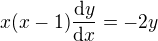 $x(x-1)\frac{\mathrm{d}y}{\mathrm{d}x}=-2y$