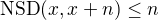 $\text{NSD}(x, x+n) \leq n$