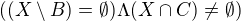 kopírovat do textarea $((X\setminus B) = \emptyset ) \Lambda (X\cap C)\not=\emptyset )$