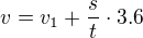 kopírovat do textarea $v=v_{1}+ \frac{s}{t}\cdot 3.6$