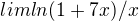 $lim ln(1+7x)/x$