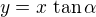 $y = x\,\tan\alpha$