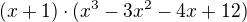 kopírovat do textarea $(x+1)\cdot (x^{3}-3x^{2}-4x+12)$