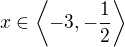 kopírovat do textarea $x\in \left \langle -3,-\frac{1}{2}\right \rangle$