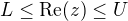 kopírovat do textarea $L \leq \mathrm{Re}(z) \leq U$