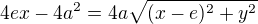 $4ex-4a^2=4a\sqrt{(x-e)^2+y^2}$