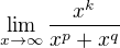 $\lim_{x\to\infty}\frac{x^k}{x^p+x^q}$