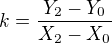 $k=\frac{Y_2-Y_0}{X_2-X_0}$