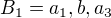 $B_1={a_1,b,a_3}$